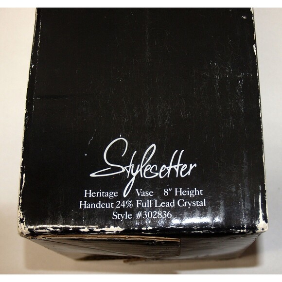 Vintage Heritage Stylesetter 8" 24% Full Lead Crystal Hand Cut & Frosted Vase - Picture 4 of 7